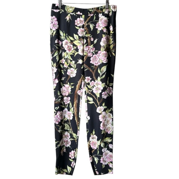 NWT DOLCE & GABBANA black Pink viscose CHERRY BLOSSOM Pants Sz 6 - Picture 1 of 9